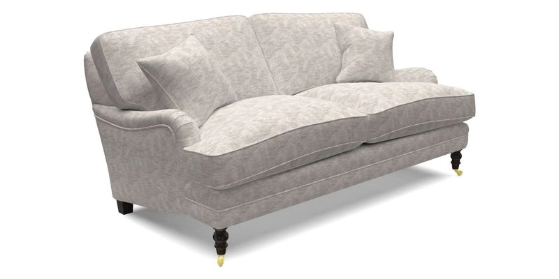 Coates 3 Seater Sofa in Mohair Velvet Indigo with Seat and Back Cushions in Gertrude Jekyll Meadow Flower Blue