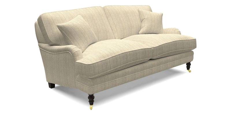 Coates 3 Seater Sofa in Mohair Velvet Indigo with Seat and Back Cushions in Gertrude Jekyll Meadow Flower Blue