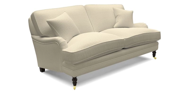 Coates 3 Seater Sofa in Mohair Velvet Indigo with Seat and Back Cushions in Gertrude Jekyll Meadow Flower Blue