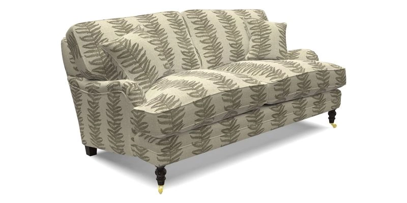 Coates 3 Seater Sofa in Mohair Velvet Indigo with Seat and Back Cushions in Gertrude Jekyll Meadow Flower Blue