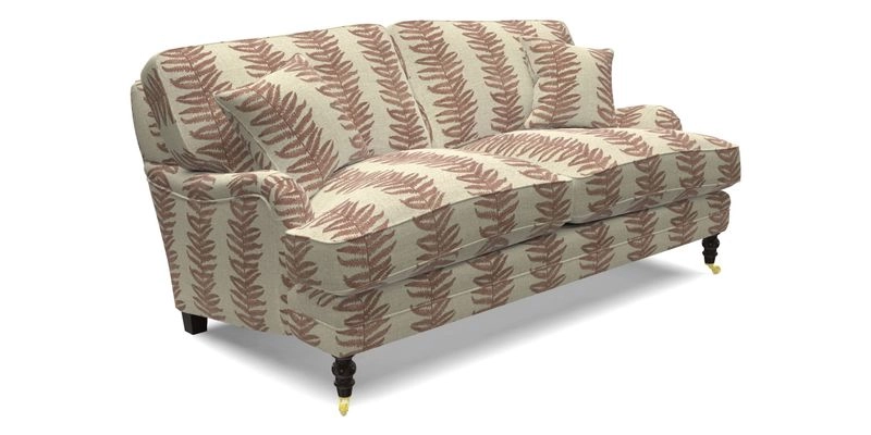 Coates 3 Seater Sofa in Mohair Velvet Indigo with Seat and Back Cushions in Gertrude Jekyll Meadow Flower Blue