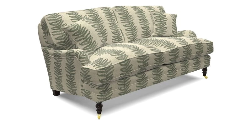 Coates 3 Seater Sofa in Mohair Velvet Indigo with Seat and Back Cushions in Gertrude Jekyll Meadow Flower Blue