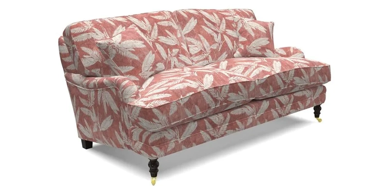 Coates 3 Seater Sofa in Mohair Velvet Indigo with Seat and Back Cushions in Gertrude Jekyll Meadow Flower Blue