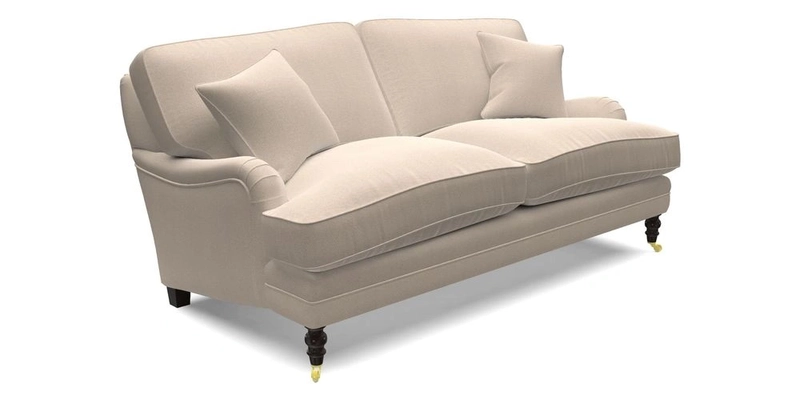 Coates 3 Seater Sofa in Mohair Velvet Indigo with Seat and Back Cushions in Gertrude Jekyll Meadow Flower Blue