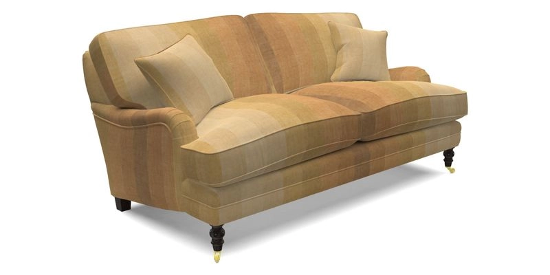 Coates 3 Seater Sofa in Mohair Velvet Indigo with Seat and Back Cushions in Gertrude Jekyll Meadow Flower Blue