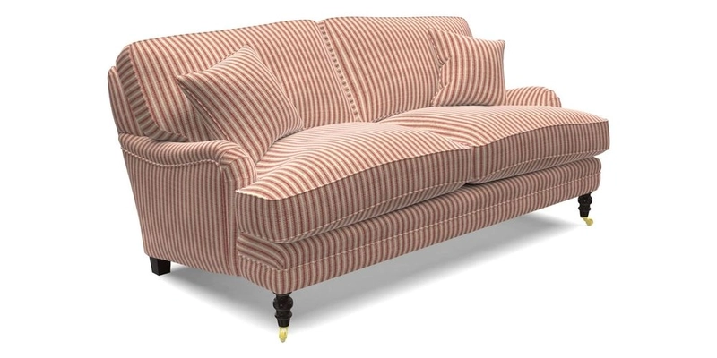 Coates 3 Seater Sofa in Mohair Velvet Indigo with Seat and Back Cushions in Gertrude Jekyll Meadow Flower Blue