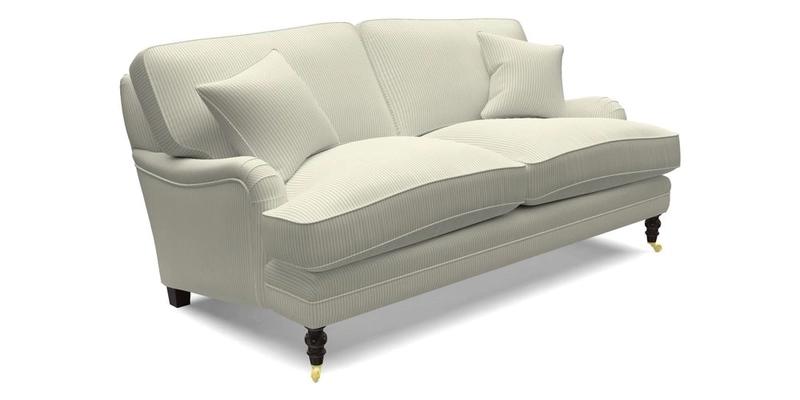 Coates 3 Seater Sofa in Mohair Velvet Indigo with Seat and Back Cushions in Gertrude Jekyll Meadow Flower Blue