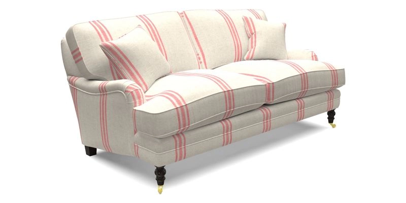 Coates 3 Seater Sofa in Mohair Velvet Indigo with Seat and Back Cushions in Gertrude Jekyll Meadow Flower Blue