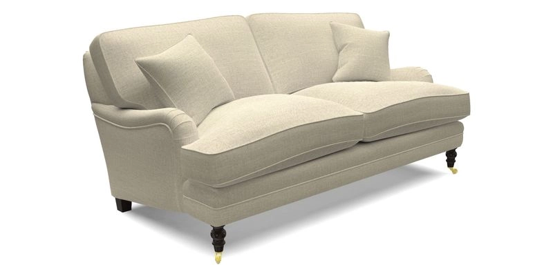 Coates 3 Seater Sofa in Mohair Velvet Indigo with Seat and Back Cushions in Gertrude Jekyll Meadow Flower Blue