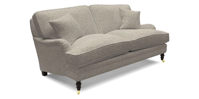 Coates 3 Seater Sofa in Mohair Velvet Indigo with Seat and Back Cushions in Gertrude Jekyll Meadow Flower Blue