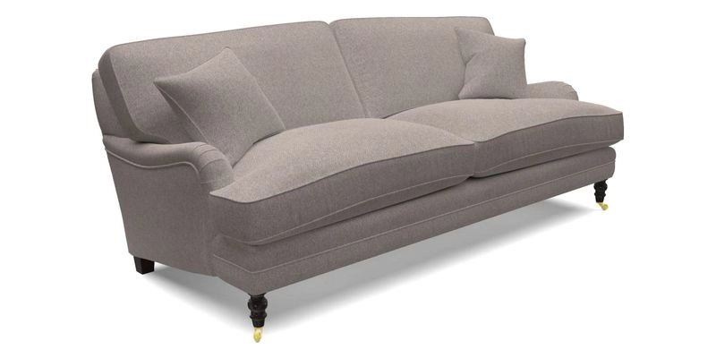 Coates 3 Seater Sofa in Mohair Velvet Indigo with Seat and Back Cushions in Gertrude Jekyll Meadow Flower Blue