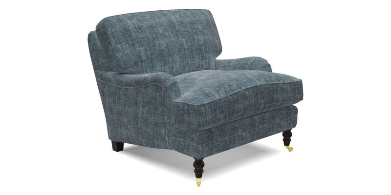Coates Chair in RHS Gertrude Jekyll Lattice Blue with Seat and Back Cushions in Mohair Velvet Indigo