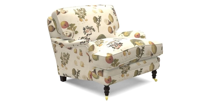 Coates Chair in RHS Gertrude Jekyll Lattice Blue with Seat and Back Cushions in Mohair Velvet Indigo