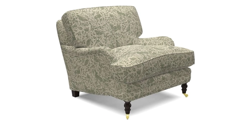 Coates Chair in RHS Gertrude Jekyll Lattice Blue with Seat and Back Cushions in Mohair Velvet Indigo