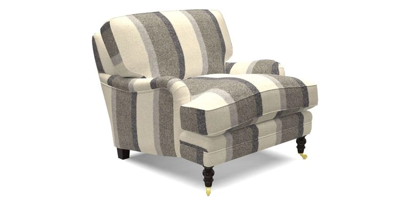 Coates Chair in RHS Gertrude Jekyll Lattice Blue with Seat and Back Cushions in Mohair Velvet Indigo