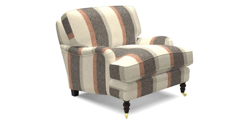 Coates Chair in RHS Gertrude Jekyll Lattice Blue with Seat and Back Cushions in Mohair Velvet Indigo