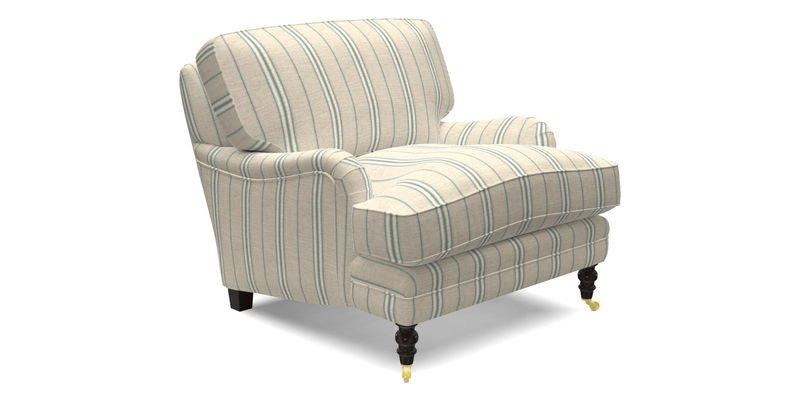 Coates Chair in RHS Gertrude Jekyll Lattice Blue with Seat and Back Cushions in Mohair Velvet Indigo