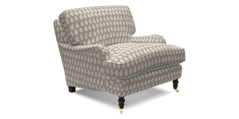 Coates Chair in RHS Gertrude Jekyll Lattice Blue with Seat and Back Cushions in Mohair Velvet Indigo