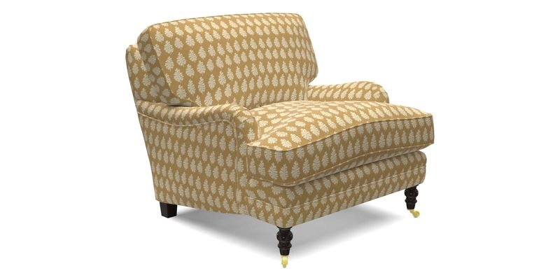 Coates Chair in RHS Gertrude Jekyll Lattice Blue with Seat and Back Cushions in Mohair Velvet Indigo