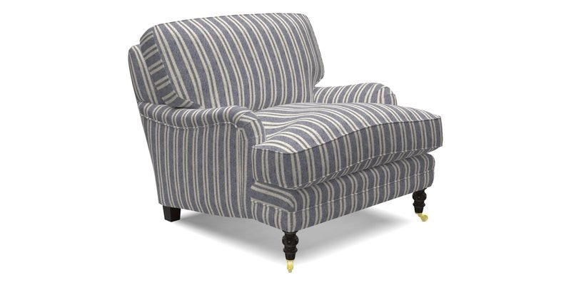 Coates Chair in RHS Gertrude Jekyll Lattice Blue with Seat and Back Cushions in Mohair Velvet Indigo
