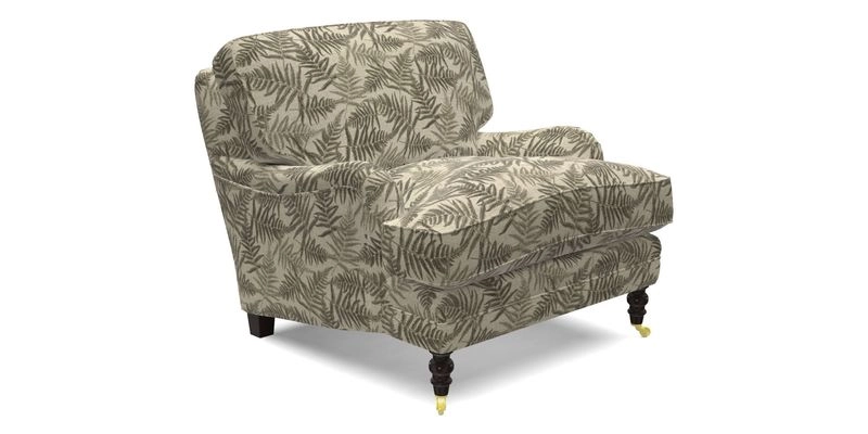 Coates Chair in RHS Gertrude Jekyll Lattice Blue with Seat and Back Cushions in Mohair Velvet Indigo