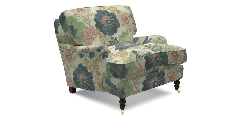 Coates Chair in RHS Gertrude Jekyll Lattice Blue with Seat and Back Cushions in Mohair Velvet Indigo