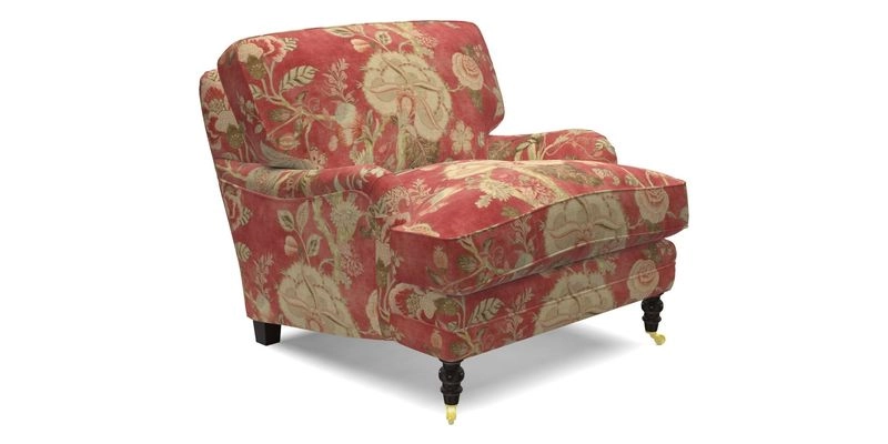 Coates Chair in RHS Gertrude Jekyll Lattice Blue with Seat and Back Cushions in Mohair Velvet Indigo