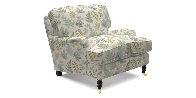 Coates Chair in RHS Gertrude Jekyll Lattice Blue with Seat and Back Cushions in Mohair Velvet Indigo