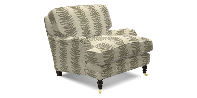 Coates Chair in RHS Gertrude Jekyll Lattice Blue with Seat and Back Cushions in Mohair Velvet Indigo