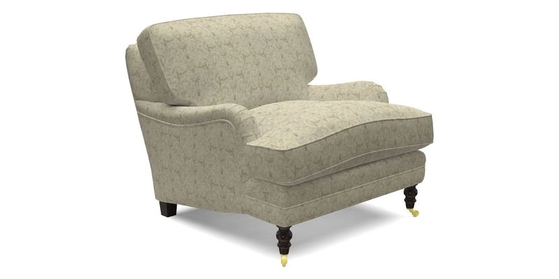 Coates Chair in RHS Gertrude Jekyll Lattice Blue with Seat and Back Cushions in Mohair Velvet Indigo