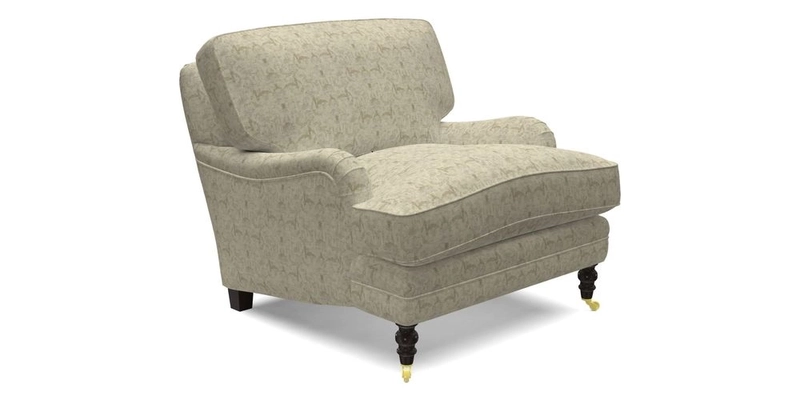 Coates Chair in RHS Gertrude Jekyll Lattice Blue with Seat and Back Cushions in Mohair Velvet Indigo