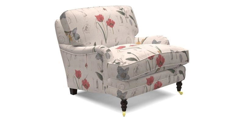 Coates Chair in RHS Gertrude Jekyll Lattice Blue with Seat and Back Cushions in Mohair Velvet Indigo