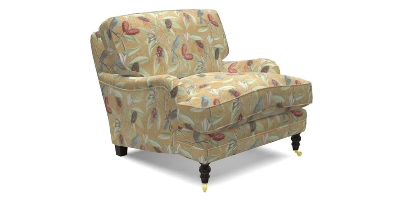 Coates Chair in RHS Gertrude Jekyll Lattice Blue with Seat and Back Cushions in Mohair Velvet Indigo