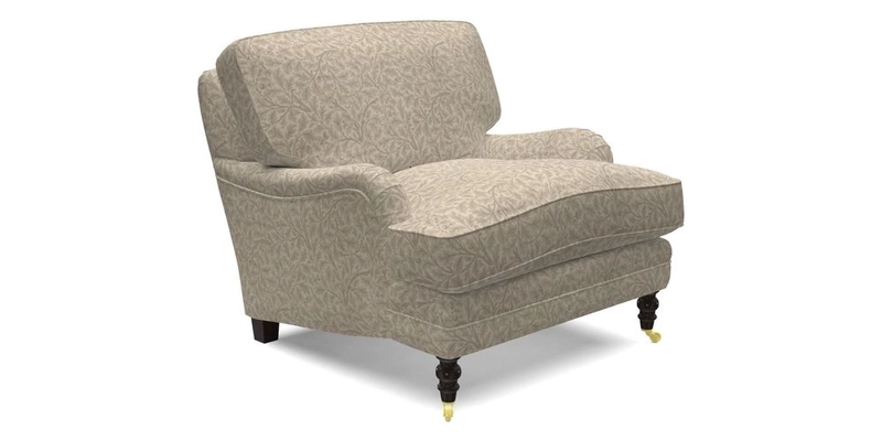 Coates Chair in RHS Gertrude Jekyll Lattice Blue with Seat and Back Cushions in Mohair Velvet Indigo