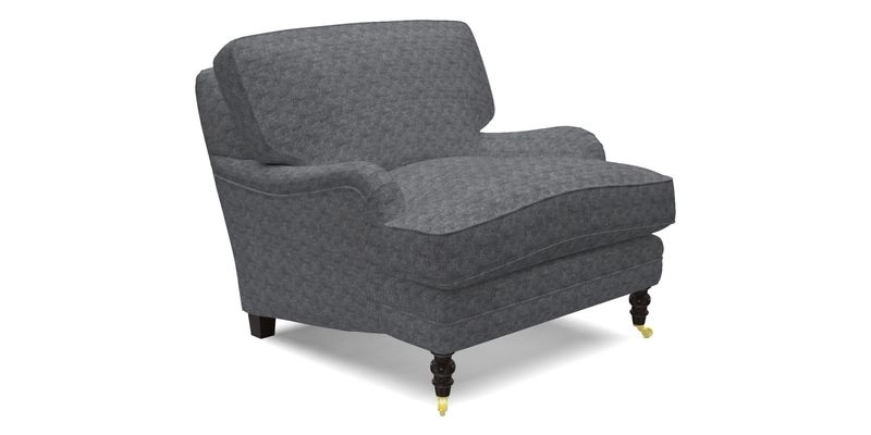 Coates Chair in RHS Gertrude Jekyll Lattice Blue with Seat and Back Cushions in Mohair Velvet Indigo