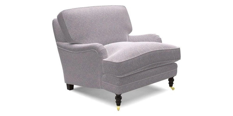 Coates Chair in RHS Gertrude Jekyll Lattice Blue with Seat and Back Cushions in Mohair Velvet Indigo