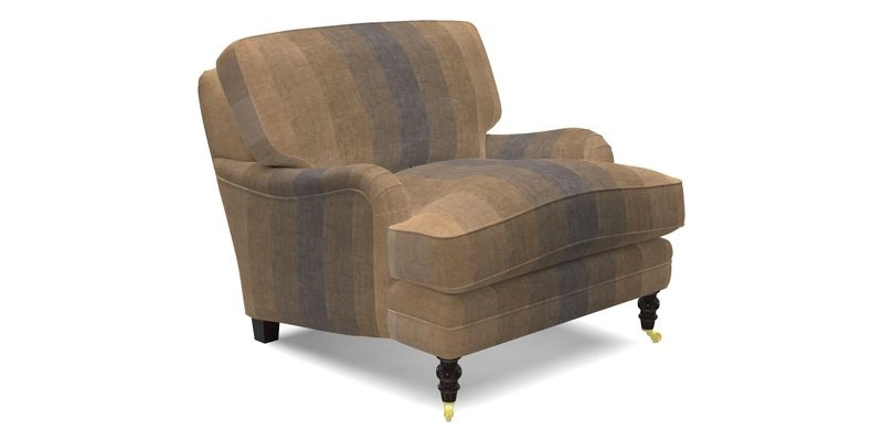 Coates Chair in RHS Gertrude Jekyll Lattice Blue with Seat and Back Cushions in Mohair Velvet Indigo