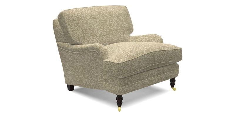 Coates Chair in RHS Gertrude Jekyll Lattice Blue with Seat and Back Cushions in Mohair Velvet Indigo