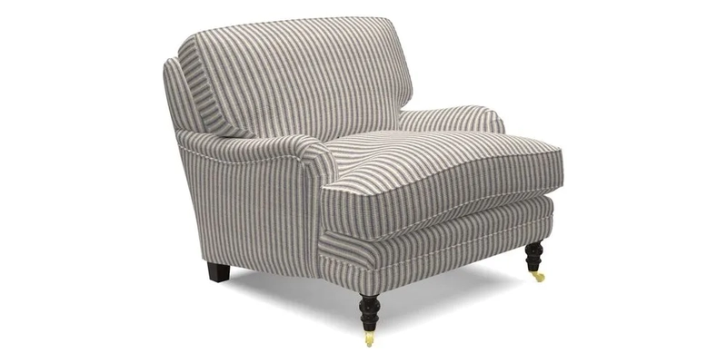 Coates Chair in RHS Gertrude Jekyll Lattice Blue with Seat and Back Cushions in Mohair Velvet Indigo