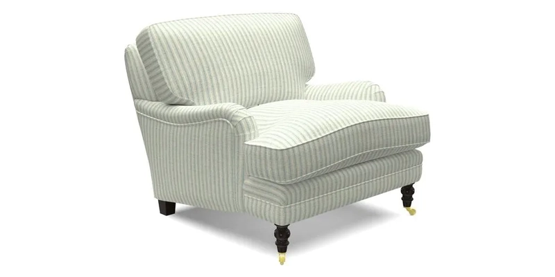 Coates Chair in RHS Gertrude Jekyll Lattice Blue with Seat and Back Cushions in Mohair Velvet Indigo