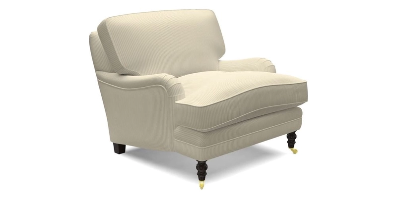 Coates Chair in RHS Gertrude Jekyll Lattice Blue with Seat and Back Cushions in Mohair Velvet Indigo