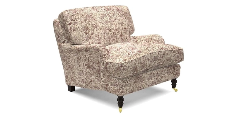 Coates Chair in RHS Gertrude Jekyll Lattice Blue with Seat and Back Cushions in Mohair Velvet Indigo