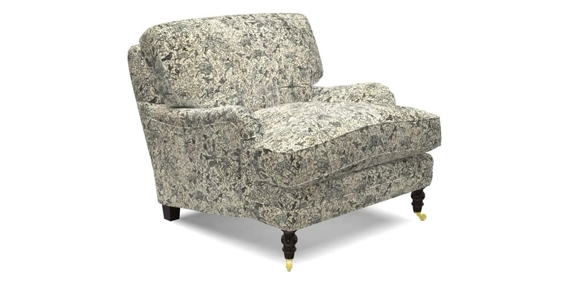 Coates Chair in RHS Gertrude Jekyll Lattice Blue with Seat and Back Cushions in Mohair Velvet Indigo