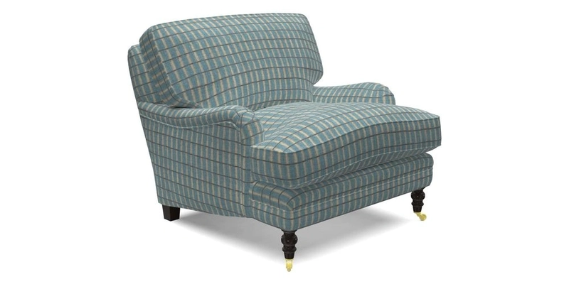 Coates Chair in RHS Gertrude Jekyll Lattice Blue with Seat and Back Cushions in Mohair Velvet Indigo
