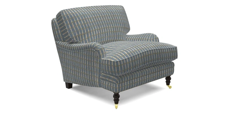 Coates Chair in RHS Gertrude Jekyll Lattice Blue with Seat and Back Cushions in Mohair Velvet Indigo