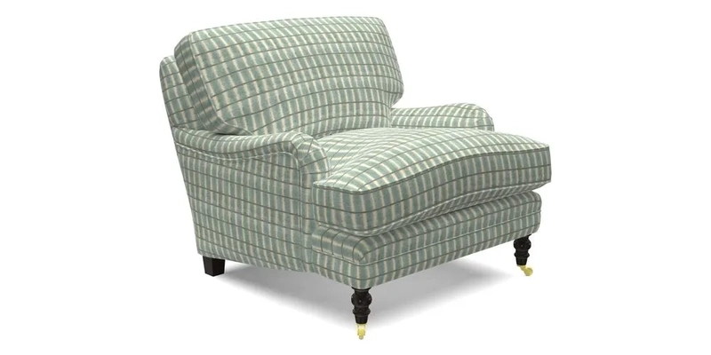 Coates Chair in RHS Gertrude Jekyll Lattice Blue with Seat and Back Cushions in Mohair Velvet Indigo