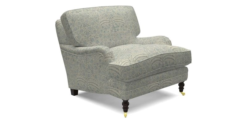 Coates Chair in RHS Gertrude Jekyll Lattice Blue with Seat and Back Cushions in Mohair Velvet Indigo