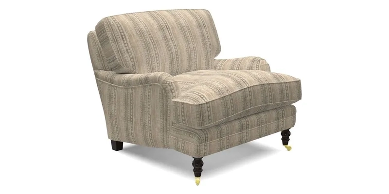 Coates Chair in RHS Gertrude Jekyll Lattice Blue with Seat and Back Cushions in Mohair Velvet Indigo