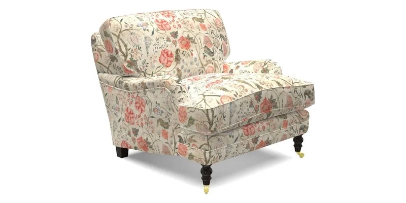 Coates Chair in RHS Gertrude Jekyll Lattice Blue with Seat and Back Cushions in Mohair Velvet Indigo