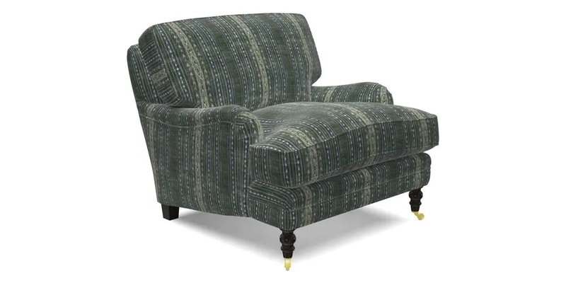 Coates Chair in RHS Gertrude Jekyll Lattice Blue with Seat and Back Cushions in Mohair Velvet Indigo